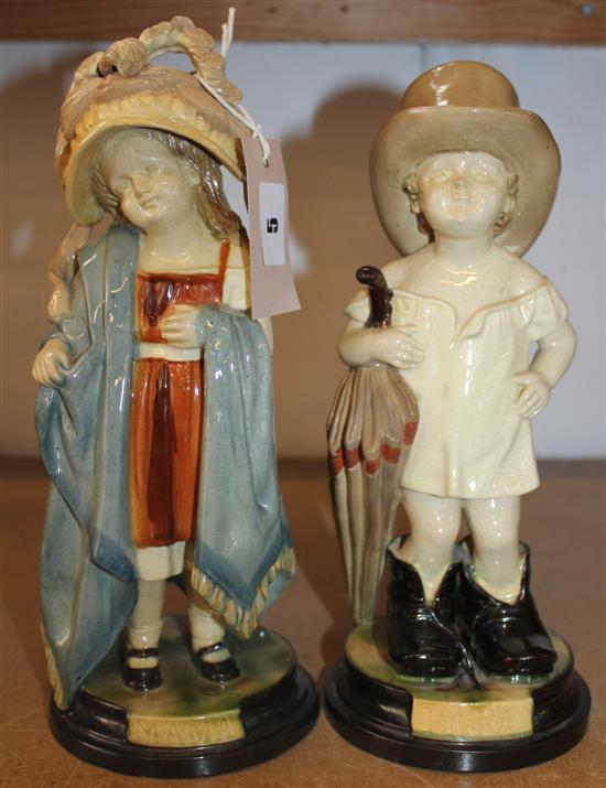 Pair of ceramic mama & papa figures